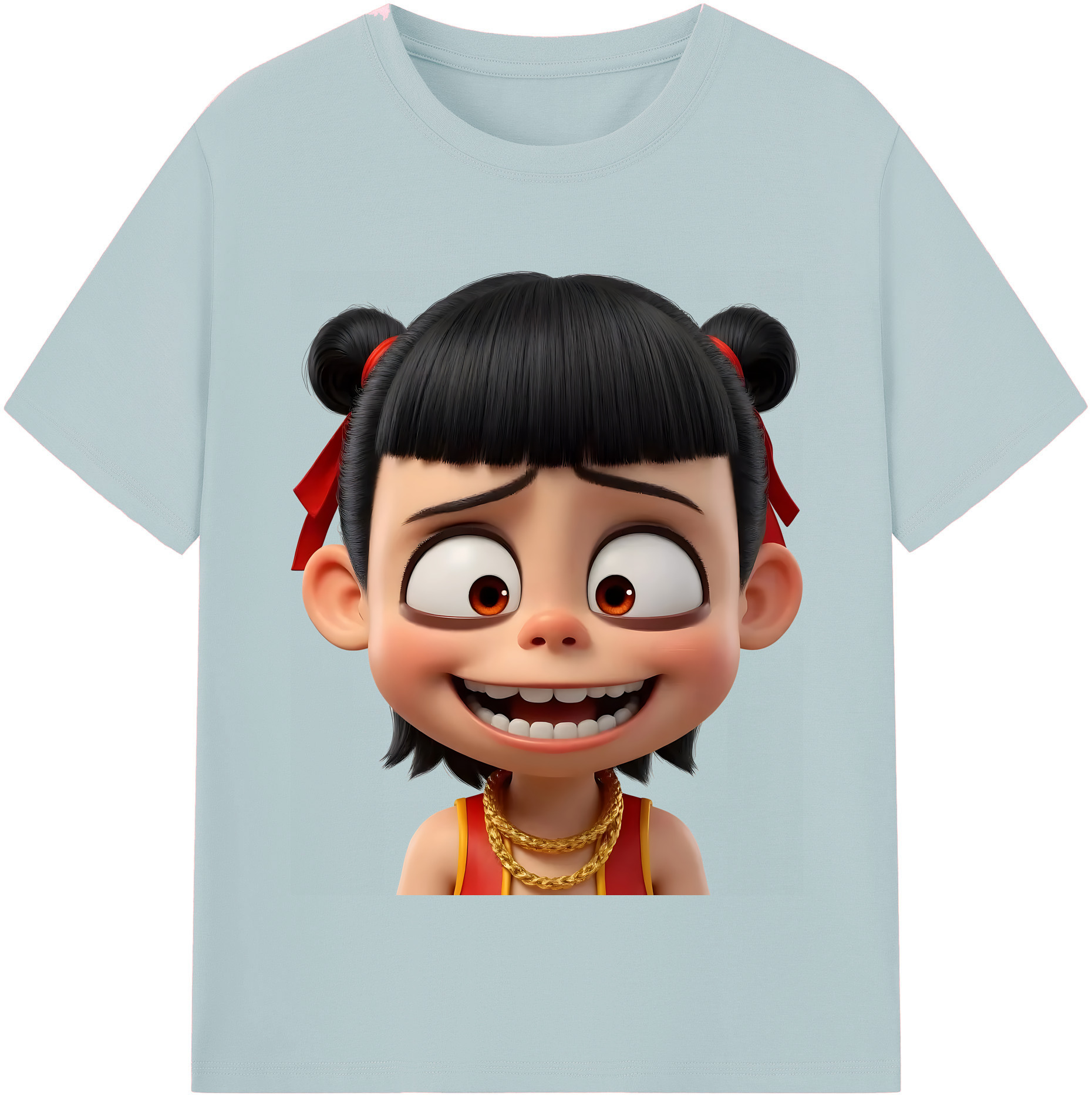 （画像用） Ne Zha 2 ナタ 魔童の大暴れ 綿100％半袖Tシャツ（フロントプリント）